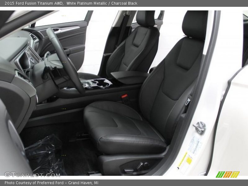 White Platinum Metallic / Charcoal Black 2015 Ford Fusion Titanium AWD