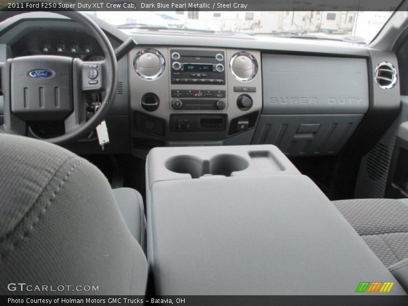 Dark Blue Pearl Metallic / Steel Gray 2011 Ford F250 Super Duty XLT Crew Cab