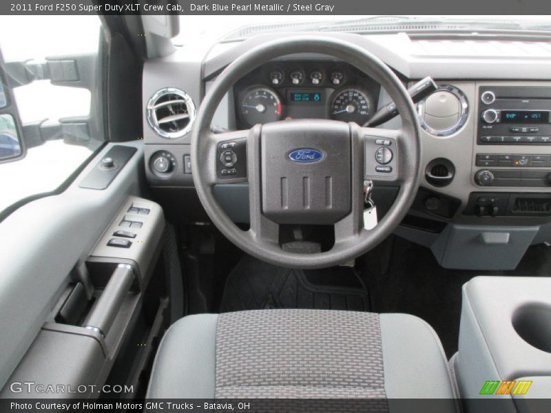 Dark Blue Pearl Metallic / Steel Gray 2011 Ford F250 Super Duty XLT Crew Cab