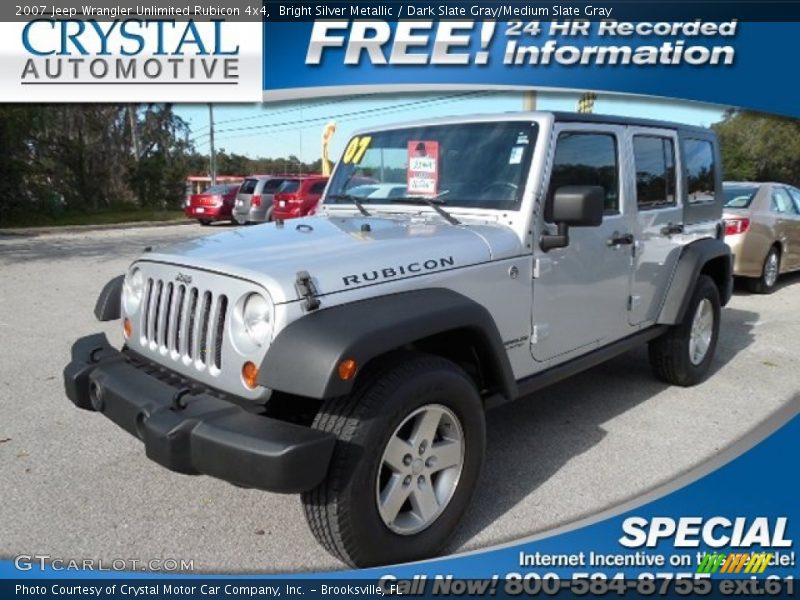 Bright Silver Metallic / Dark Slate Gray/Medium Slate Gray 2007 Jeep Wrangler Unlimited Rubicon 4x4