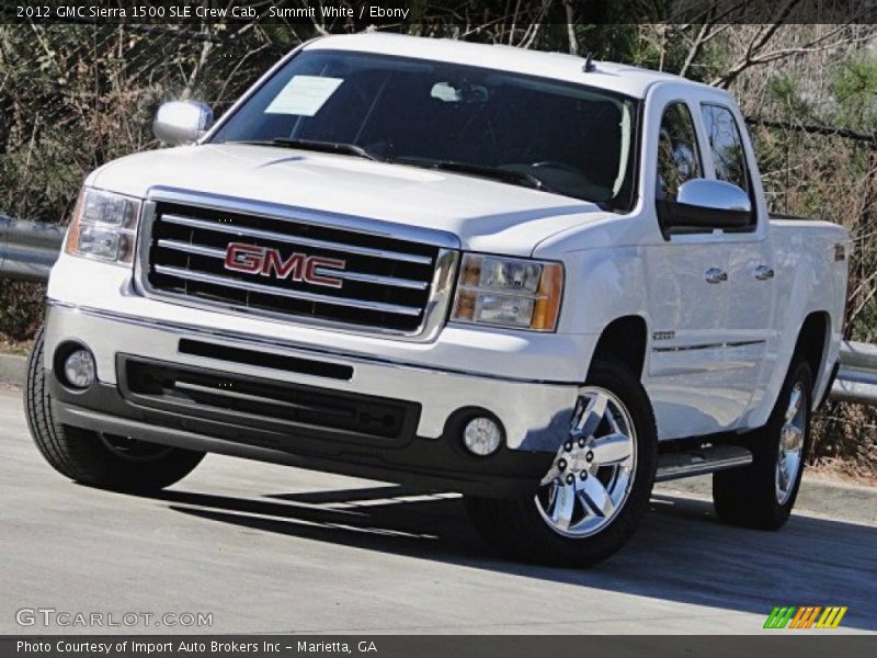 Summit White / Ebony 2012 GMC Sierra 1500 SLE Crew Cab
