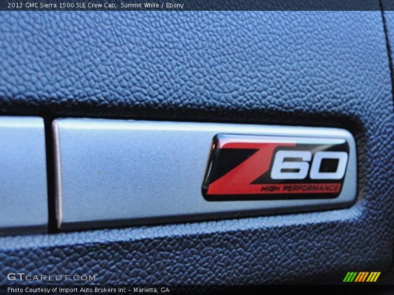 Summit White / Ebony 2012 GMC Sierra 1500 SLE Crew Cab