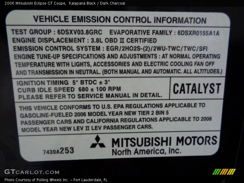 Kalapana Black / Dark Charcoal 2006 Mitsubishi Eclipse GT Coupe