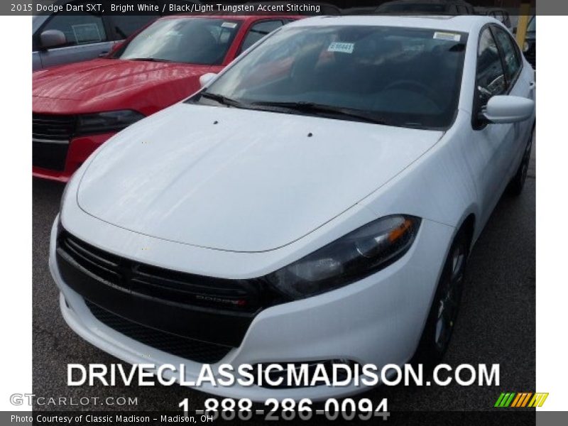 Bright White / Black/Light Tungsten Accent Stitching 2015 Dodge Dart SXT