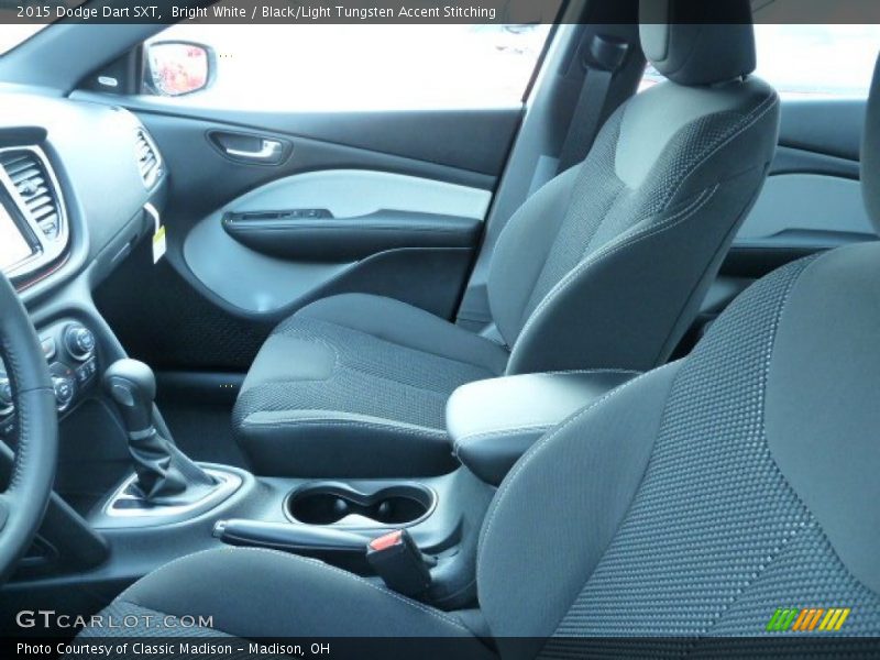 Bright White / Black/Light Tungsten Accent Stitching 2015 Dodge Dart SXT