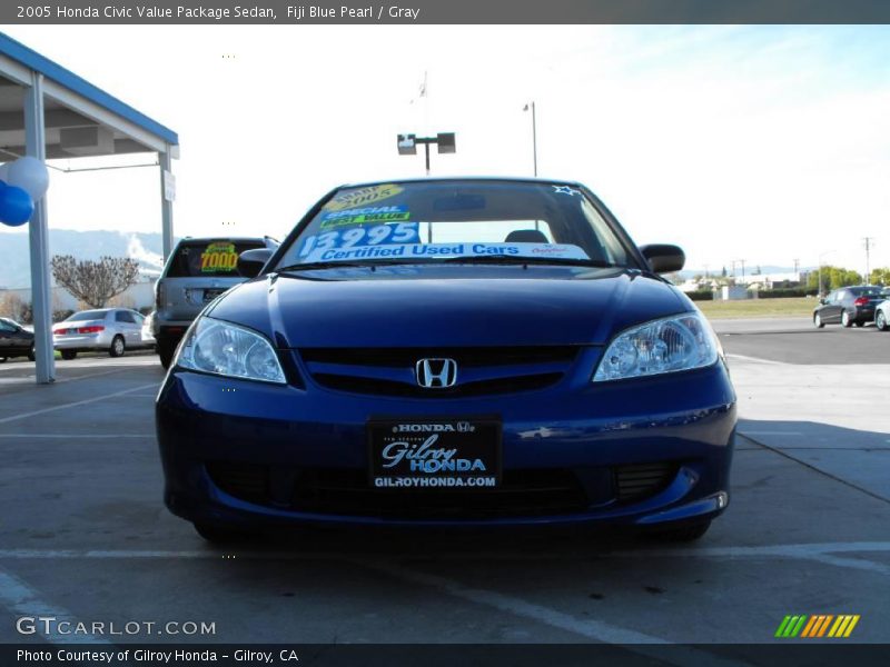 Fiji Blue Pearl / Gray 2005 Honda Civic Value Package Sedan