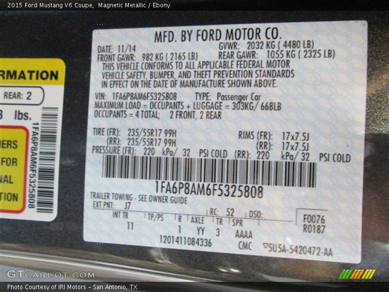 Magnetic Metallic / Ebony 2015 Ford Mustang V6 Coupe