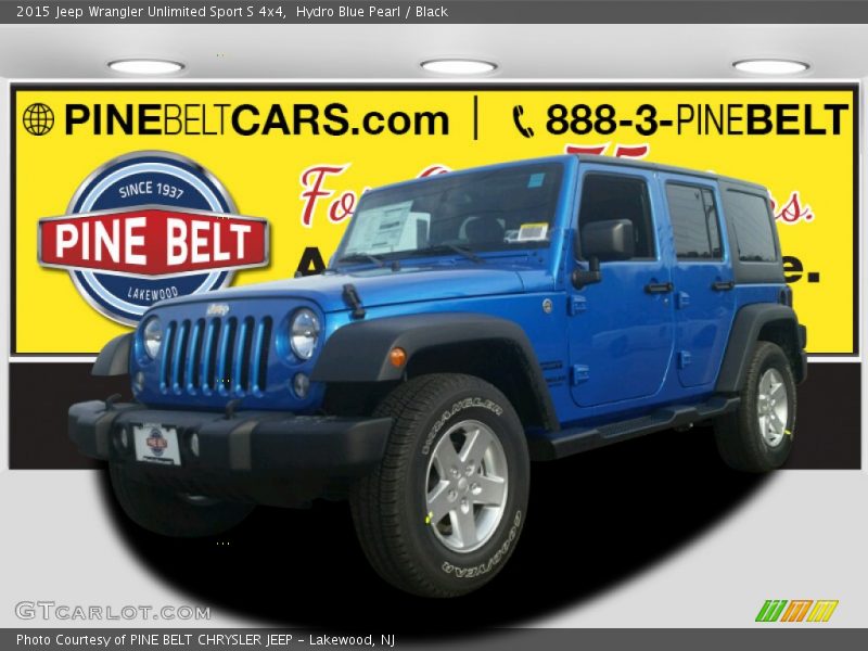 Hydro Blue Pearl / Black 2015 Jeep Wrangler Unlimited Sport S 4x4
