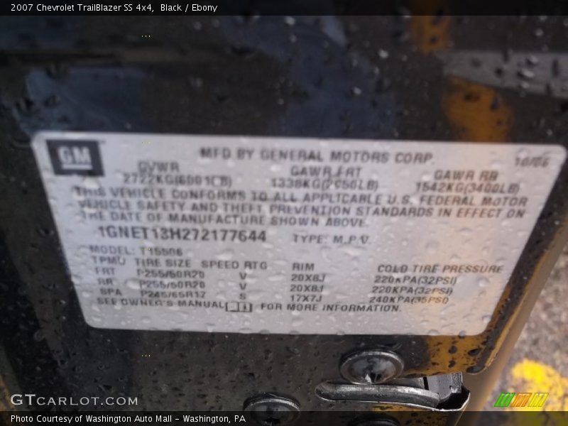 Black / Ebony 2007 Chevrolet TrailBlazer SS 4x4