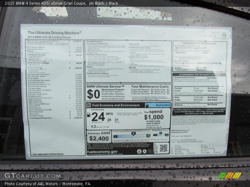 Jet Black / Black 2015 BMW 4 Series 435i xDrive Gran Coupe