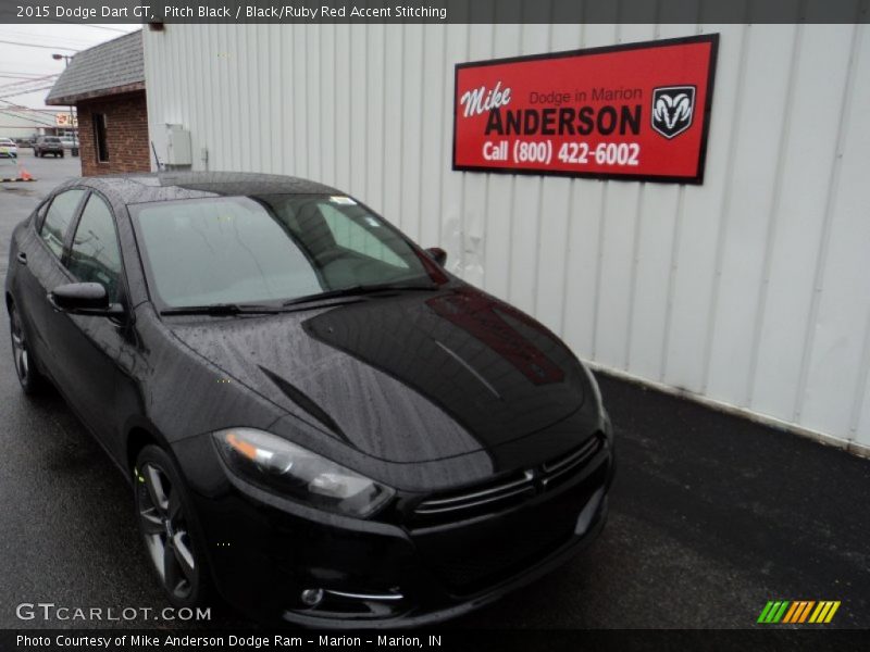 Pitch Black / Black/Ruby Red Accent Stitching 2015 Dodge Dart GT