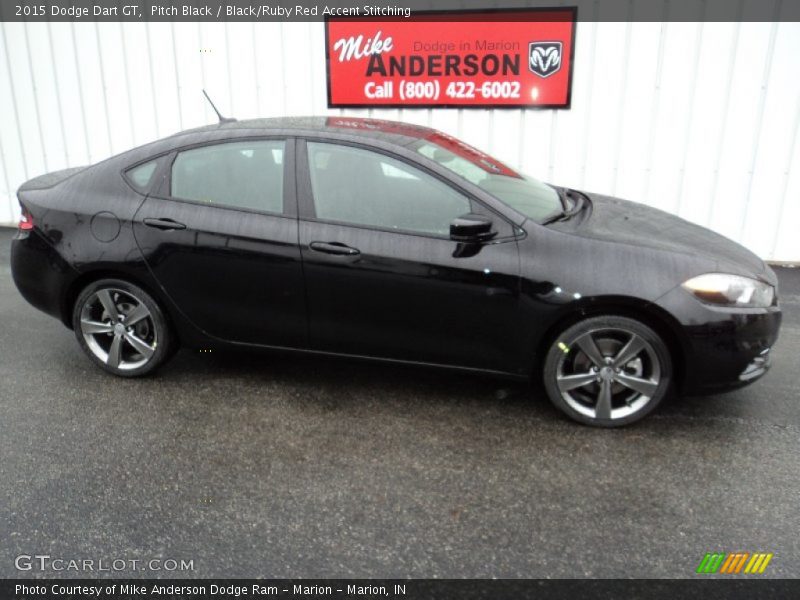 Pitch Black / Black/Ruby Red Accent Stitching 2015 Dodge Dart GT