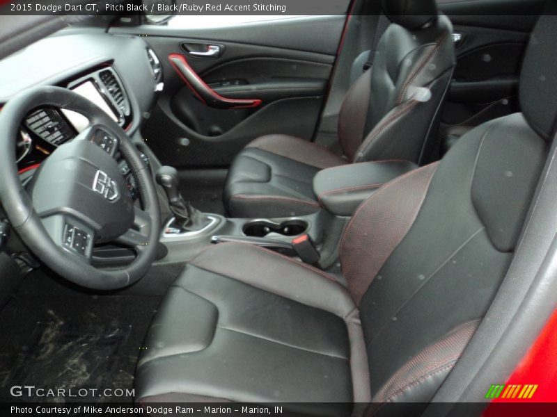 Pitch Black / Black/Ruby Red Accent Stitching 2015 Dodge Dart GT