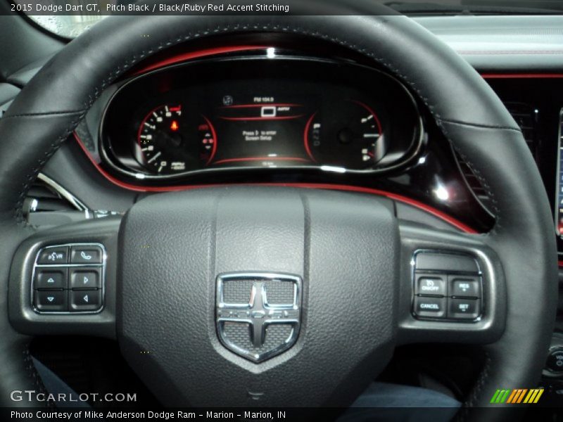 Pitch Black / Black/Ruby Red Accent Stitching 2015 Dodge Dart GT