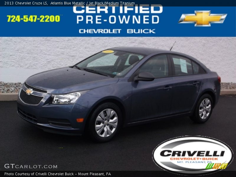 Atlantis Blue Metallic / Jet Black/Medium Titanium 2013 Chevrolet Cruze LS
