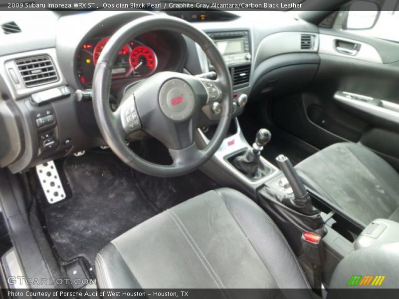 Graphite Gray Alcantara/Carbon Black Leather Interior - 2009 Impreza WRX STi 