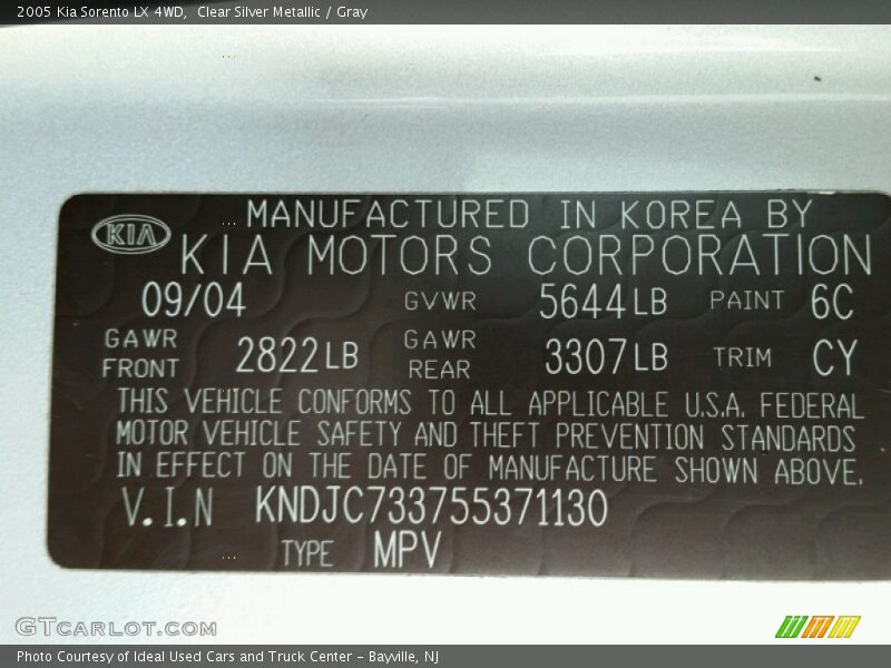 Clear Silver Metallic / Gray 2005 Kia Sorento LX 4WD