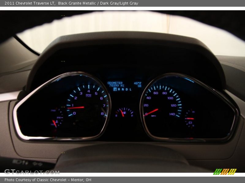 Black Granite Metallic / Dark Gray/Light Gray 2011 Chevrolet Traverse LT