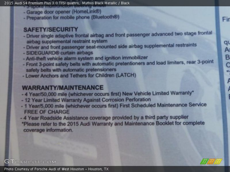 Mythos Black Metallic / Black 2015 Audi S4 Premium Plus 3.0 TFSI quattro