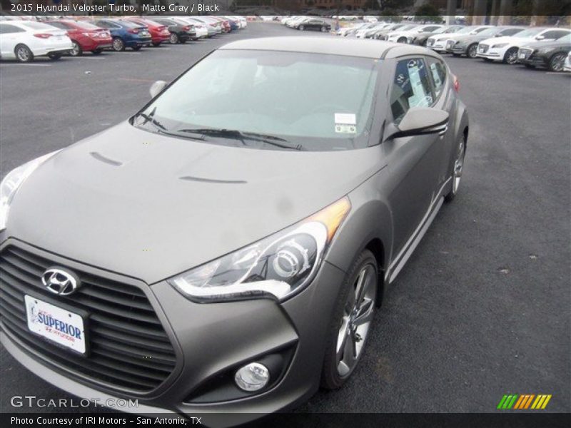 Matte Gray / Black 2015 Hyundai Veloster Turbo
