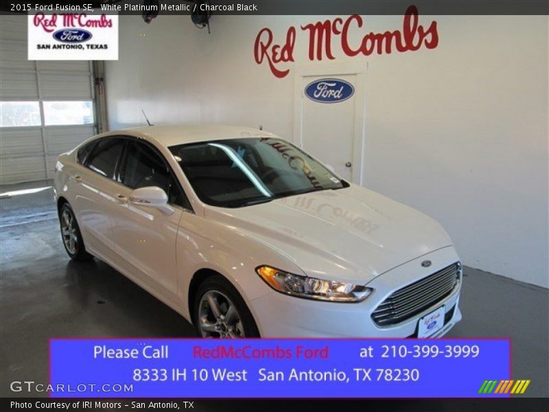 White Platinum Metallic / Charcoal Black 2015 Ford Fusion SE