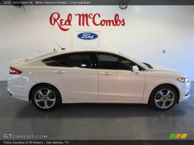 White Platinum Metallic / Charcoal Black 2015 Ford Fusion SE
