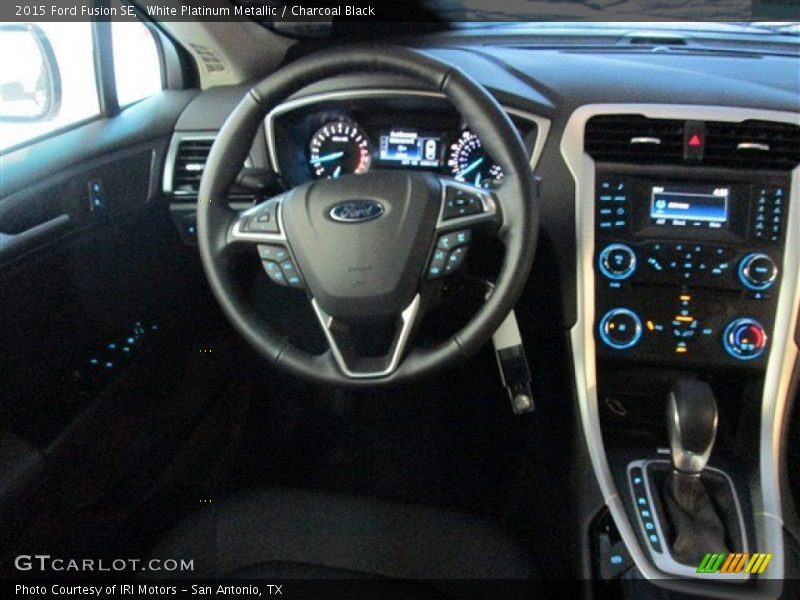 White Platinum Metallic / Charcoal Black 2015 Ford Fusion SE