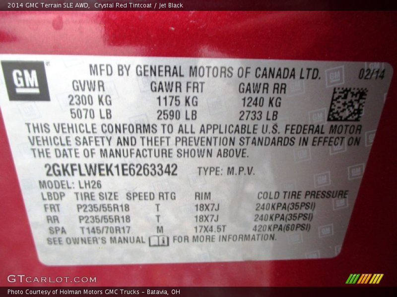 Crystal Red Tintcoat / Jet Black 2014 GMC Terrain SLE AWD