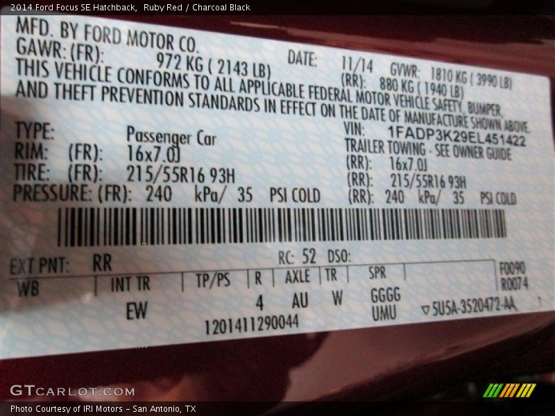 Ruby Red / Charcoal Black 2014 Ford Focus SE Hatchback