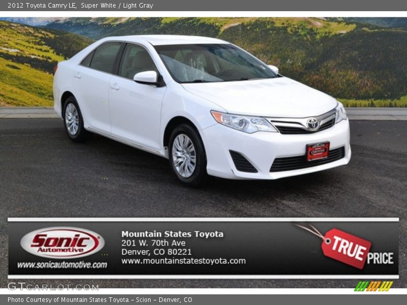 Super White / Light Gray 2012 Toyota Camry LE