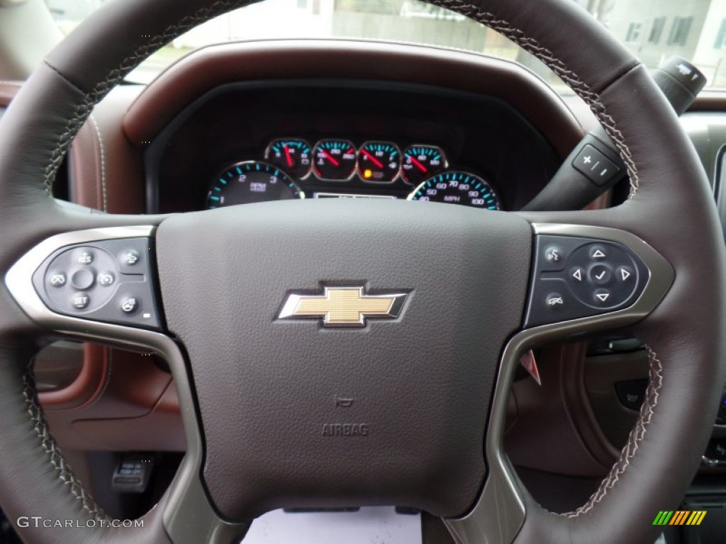 2015 Chevrolet Silverado 2500HD High Country Crew Cab 4x4 High Country Saddle Steering Wheel Photo #100001233