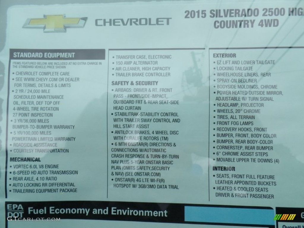 2015 Chevrolet Silverado 2500HD High Country Crew Cab 4x4 Window Sticker Photo #100002403