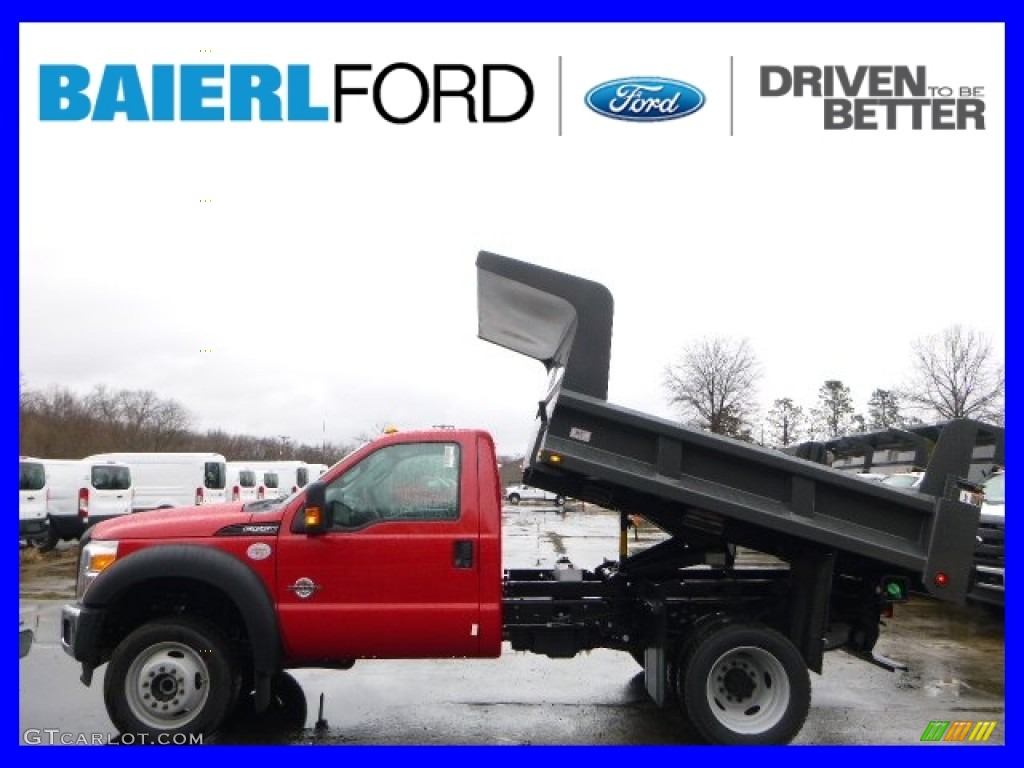 2015 F550 Super Duty XL Regular Cab 4x4 Dump Truck - Vermillion Red / Steel photo #1