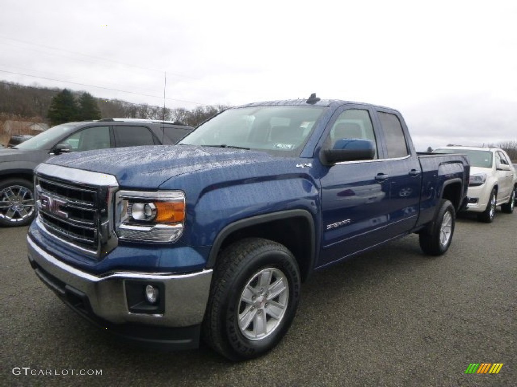 2015 Sierra 1500 SLE Double Cab 4x4 - Stone Blue Metallic / Jet Black photo #1