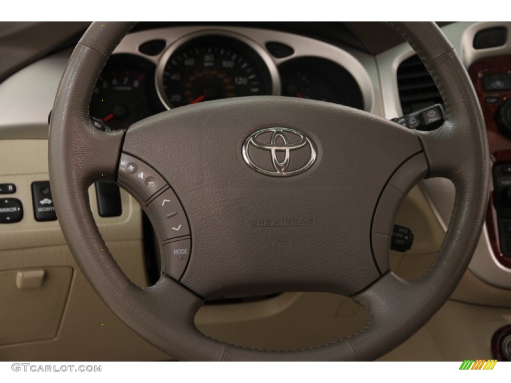 2005 Toyota Highlander V6 4WD Ivory Steering Wheel Photo #100030823