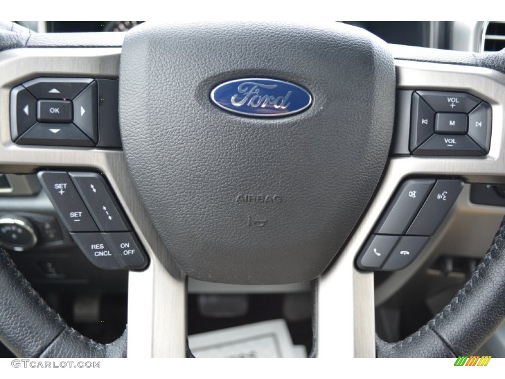 2015 Ford F150 Platinum SuperCrew 4x4 Black Steering Wheel Photo #100032146