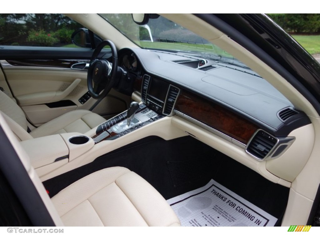 2012 Porsche Panamera Turbo S Black/Cream Dashboard Photo #100037009