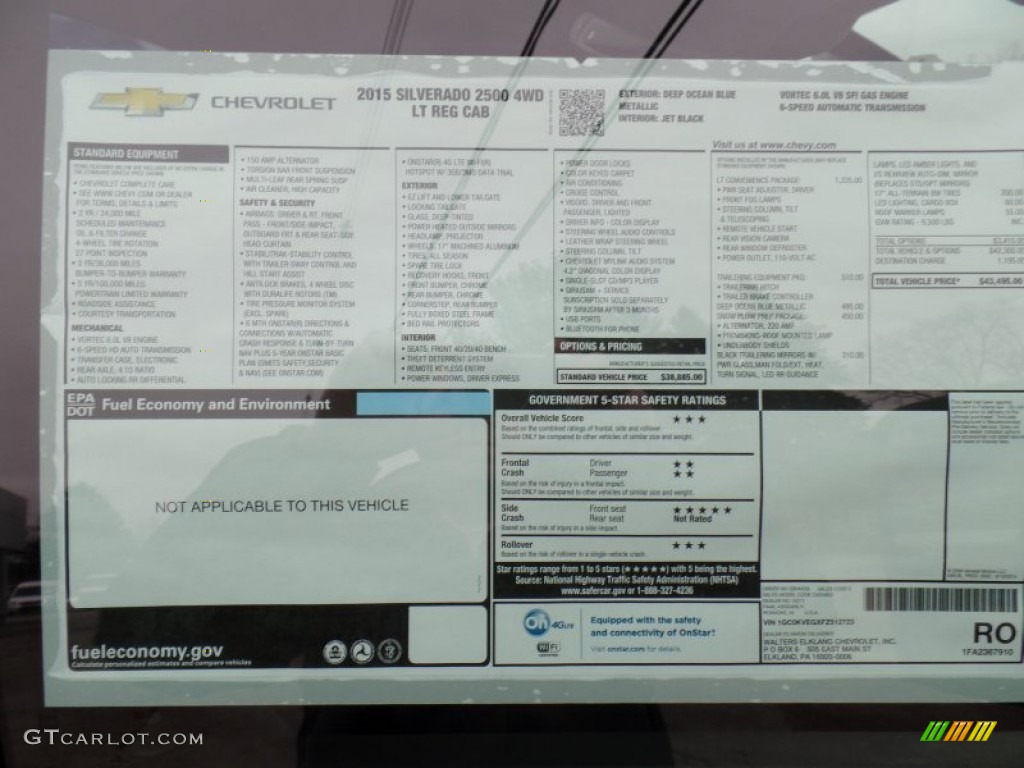 2015 Chevrolet Silverado 2500HD LT Regular Cab 4x4 Window Sticker Photo #100040117