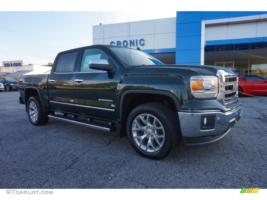 2015 Sierra 1500 SLT Crew Cab 4x4 - Emerald Green Metallic / Cocoa/Dune photo #1