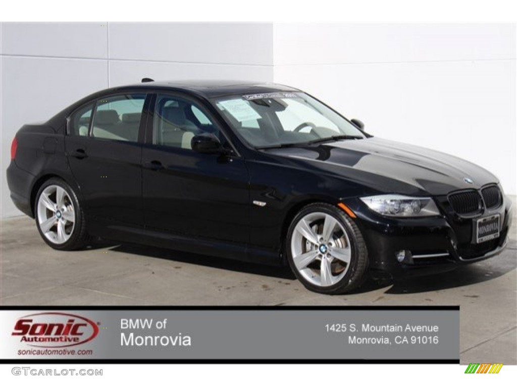 2011 3 Series 335i Sedan - Jet Black / Oyster/Black Dakota Leather photo #1