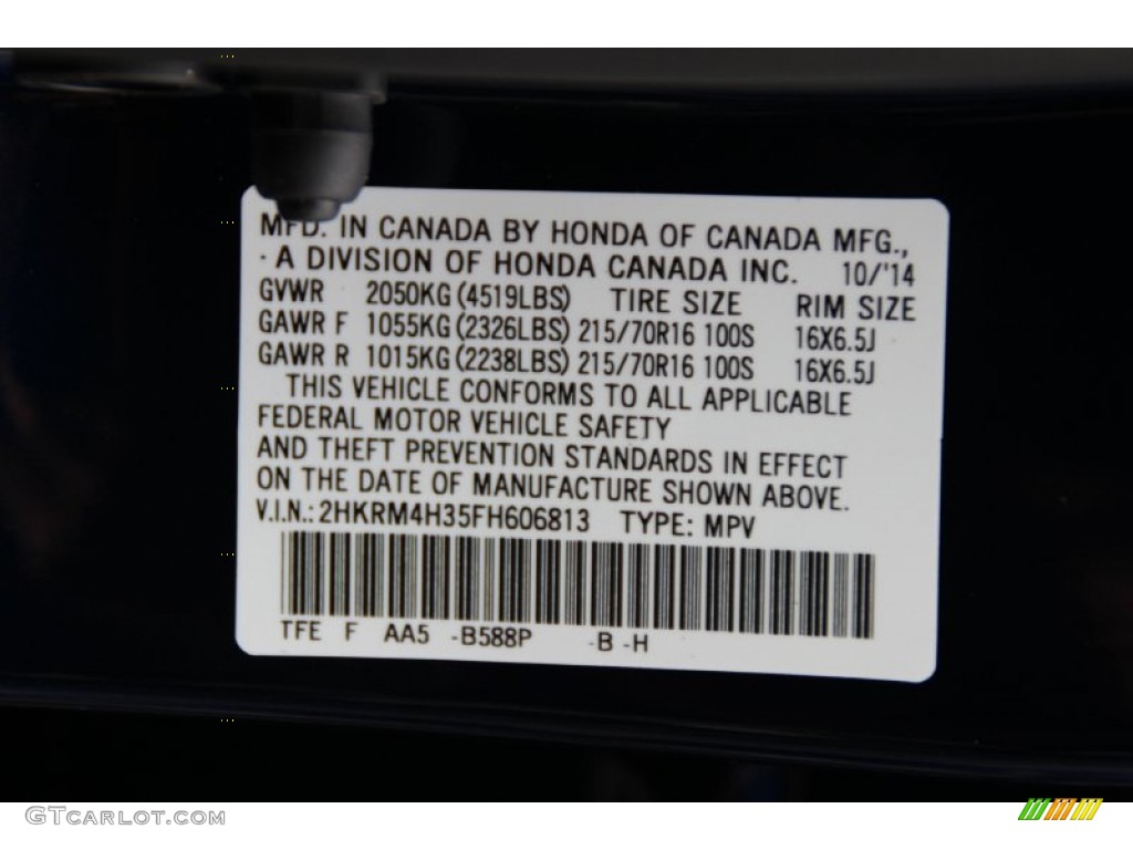 2015 Honda CR-V LX AWD Color Code Photos