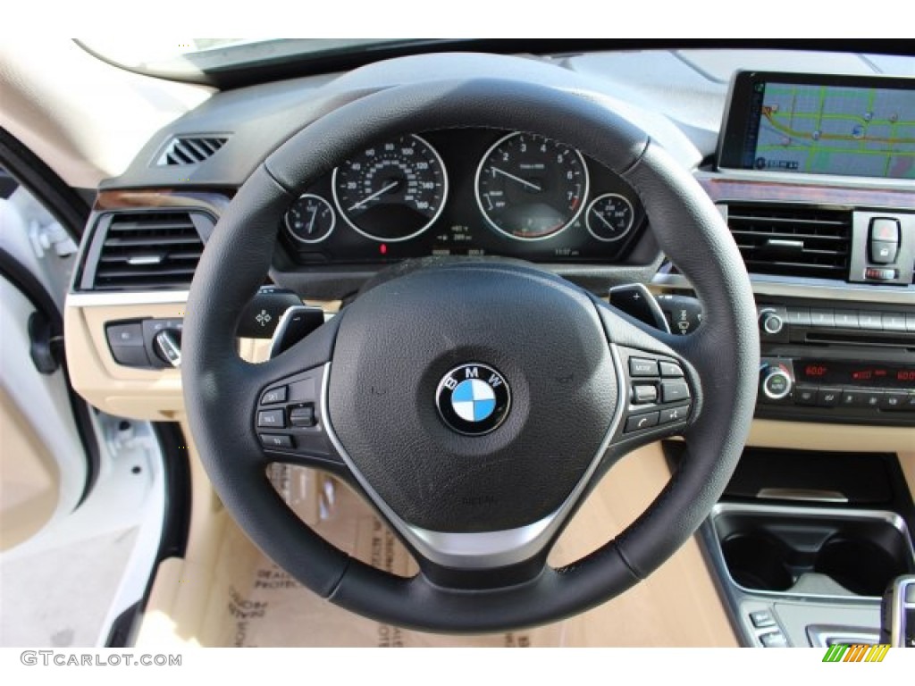 2015 BMW 3 Series 328i xDrive Gran Turismo Venetian Beige Steering Wheel Photo #100099567