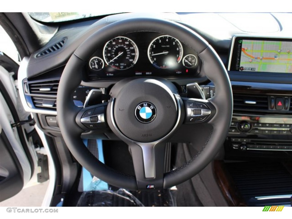 2015 BMW X5 xDrive50i Ivory White Steering Wheel Photo #100100244