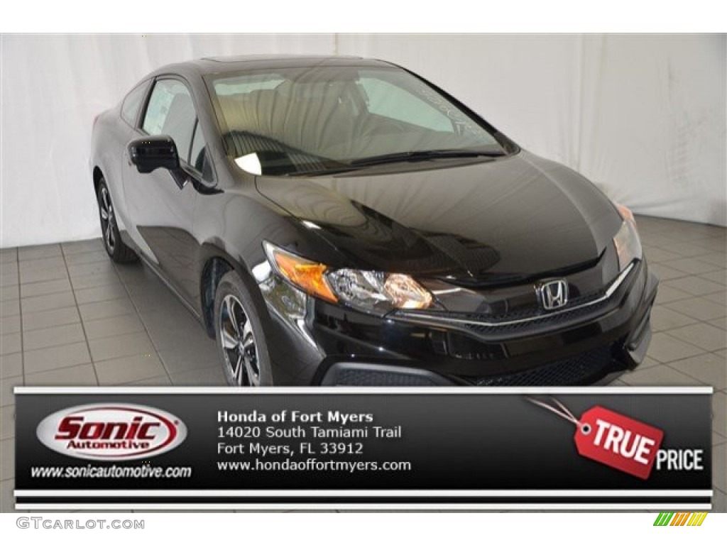 2015 Civic EX Coupe - Crystal Black Pearl / Black photo #1