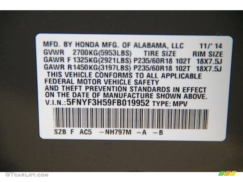 2015 Pilot EX-L - Modern Steel Metallic / Black photo #25