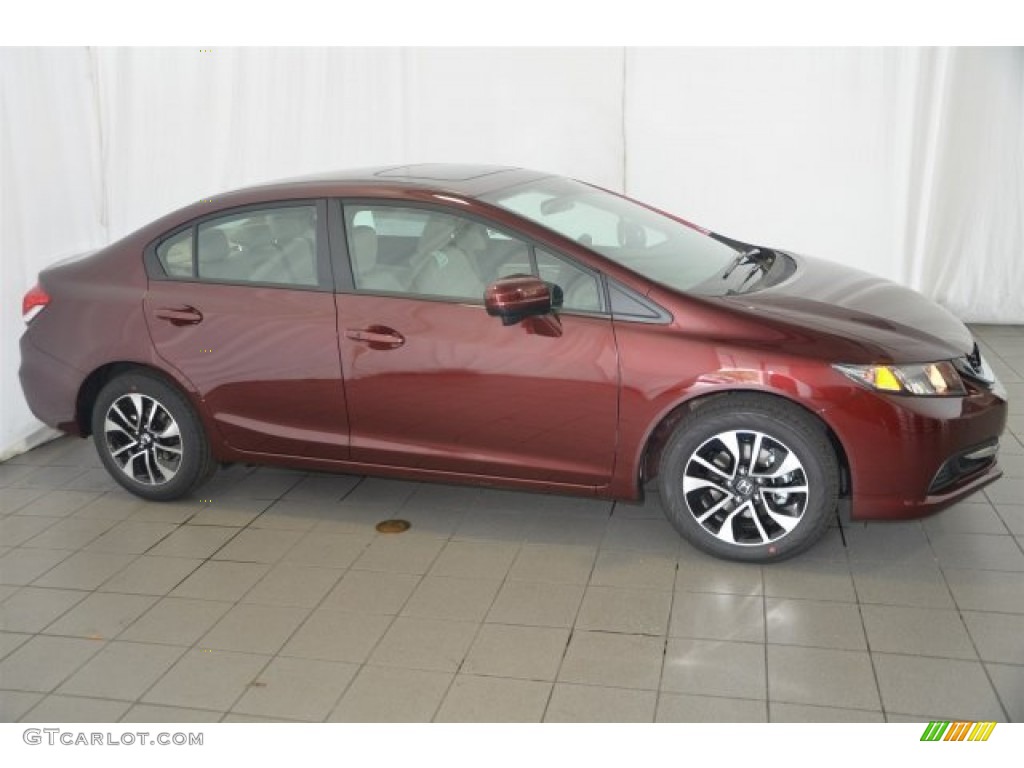 2015 Civic EX Sedan - Crimson Pearl / Beige photo #4