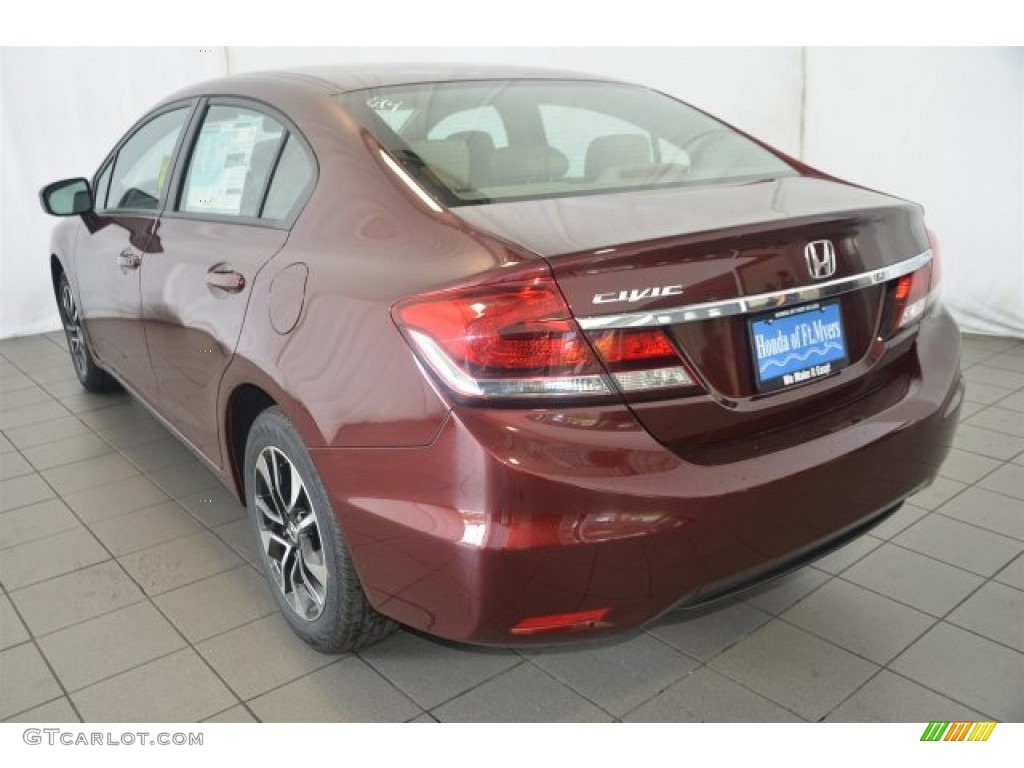 2015 Civic EX Sedan - Crimson Pearl / Beige photo #5