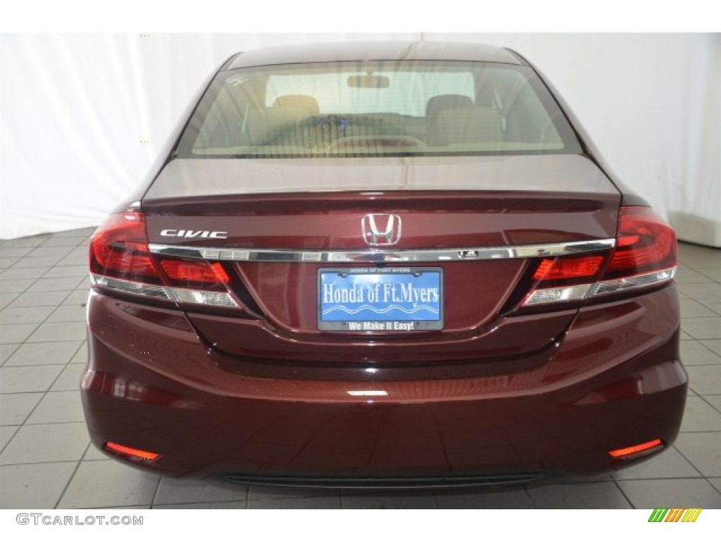 2015 Civic EX Sedan - Crimson Pearl / Beige photo #6