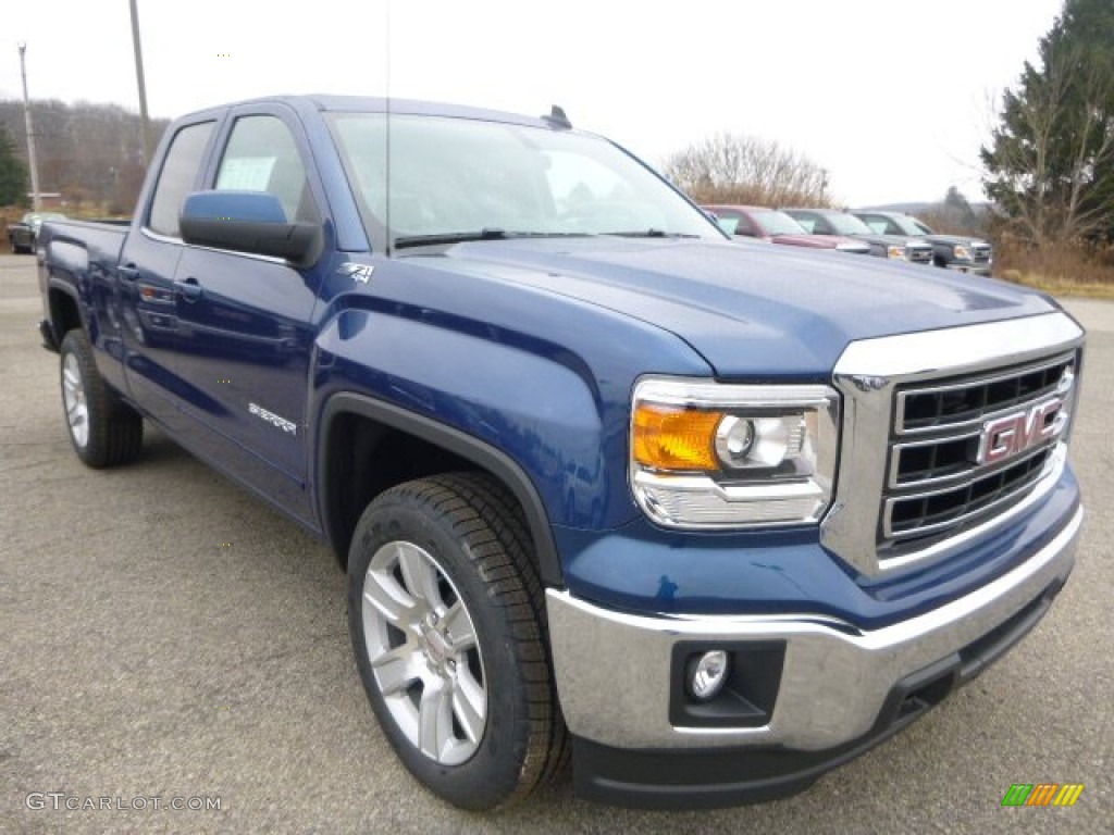 2015 Sierra 1500 SLE Double Cab 4x4 - Stone Blue Metallic / Jet Black photo #9