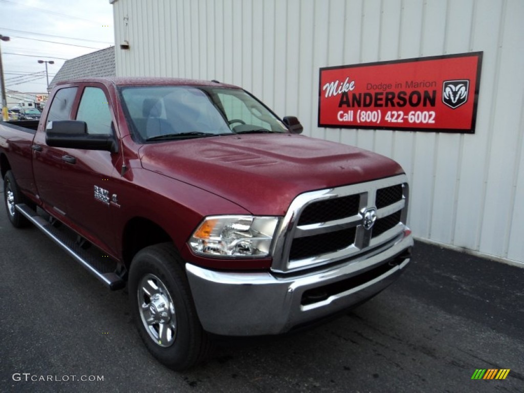 2015 3500 Tradesman Crew Cab 4x4 - Deep Cherry Red Crystal Pearl / Black/Diesel Gray photo #1